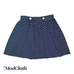 ModCloth | Women XL | Blue‎ & White Polkadot Mini Skater Retro PinUp Style Skirt